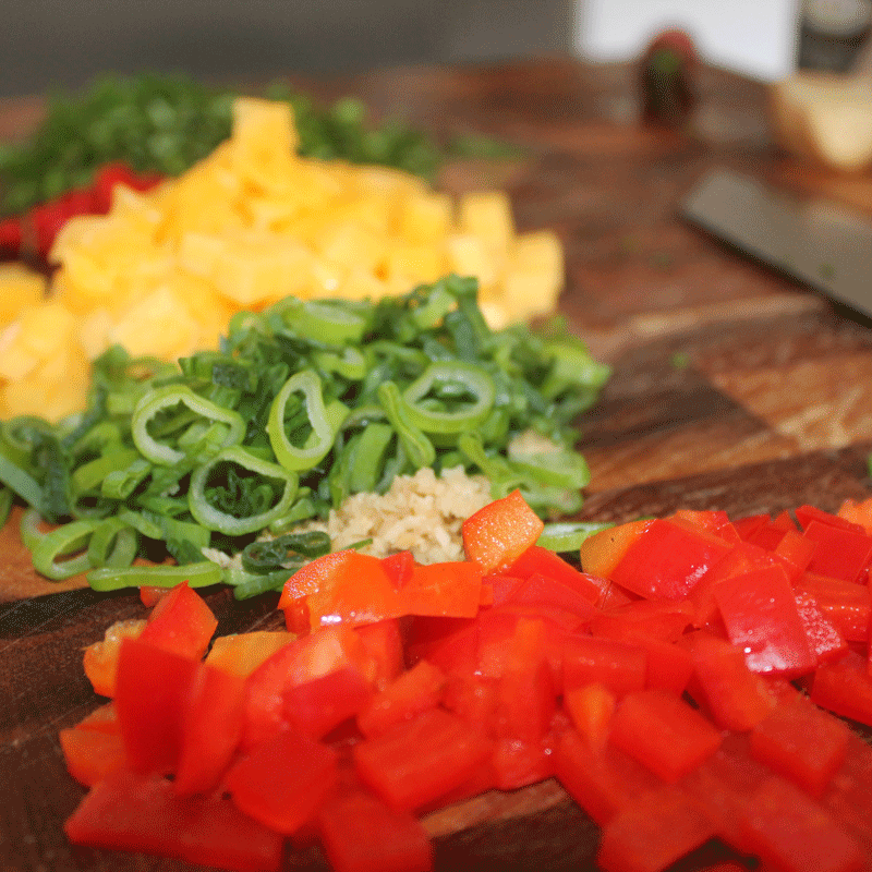 preparing the grain salad